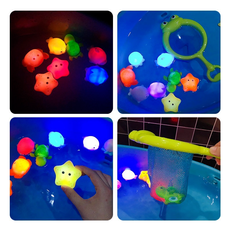 التعريفي مضيئة الحيوان العائمة ضوء الصيد الأسماك الاستشعار المياه لعب الأطفال حمام الطفل اللعب العائمة تضيء حمام لعبة