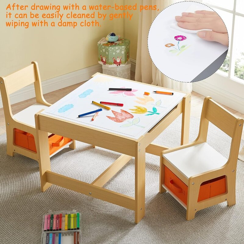 مجموعة طاولة وكرسي أنشطة خشبية للأطفال ، 2 في 1 ، قابلة للفصل ، مكتب مع أدراج ، 3 في 1