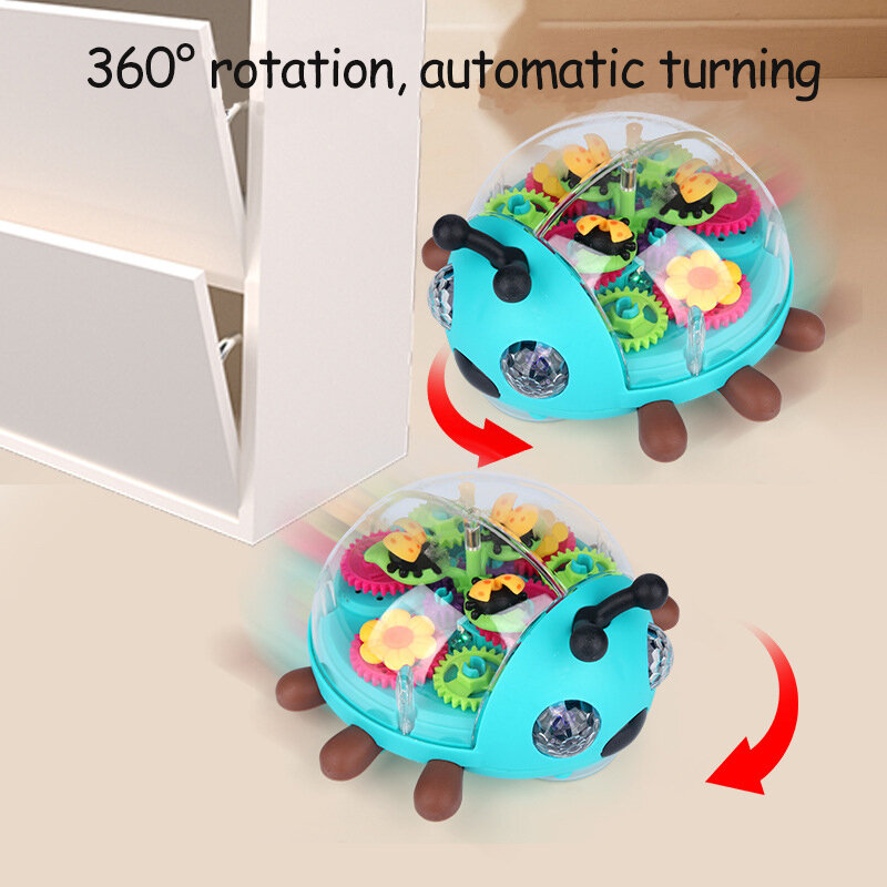 الموسيقى الكهربائية مع ضوء خنفساء اللعب 360 درجة دوران المشي لطيف التفاعلية لعبة الصوت التعليم المبكر لعب للأطفال طفل تشايلدز