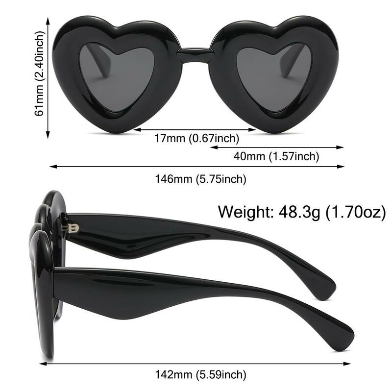 نظارات شمسية منفوخة على شكل قلب للنساء ، إطار سميك ، نظارات شمسية مكتنزة ، ظلال مضحكة ، عصرية ، حماية UV400