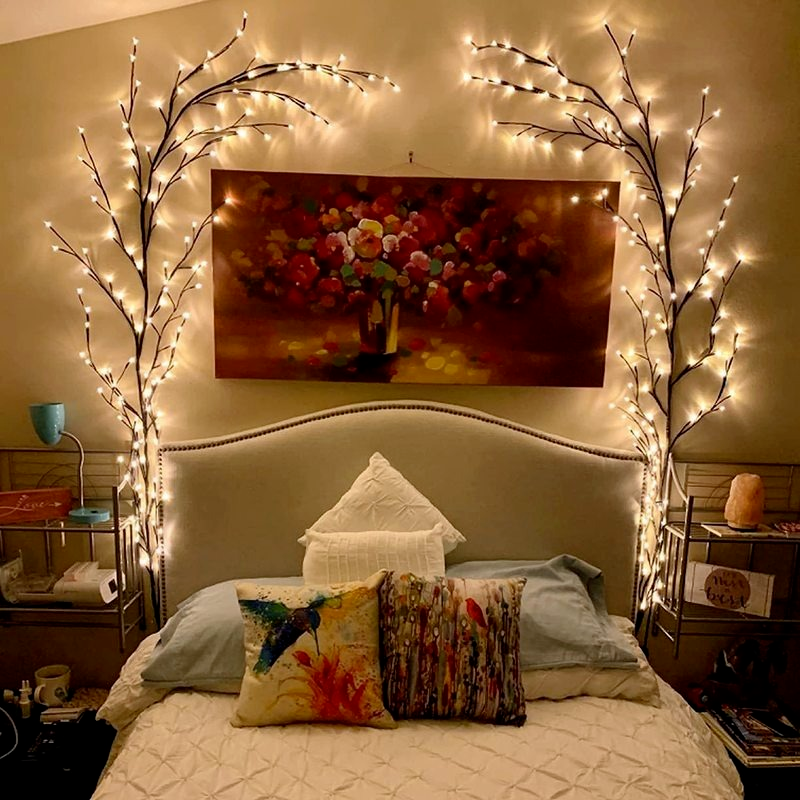 نباتات صناعية أضواء شجرة الكرمة وصفصاف الروطان ، زينة عيد الميلاد ، أضواء LED ، الجدار ، غرفة النوم ، غرفة المعيشة ، ديكور عيد الحب
