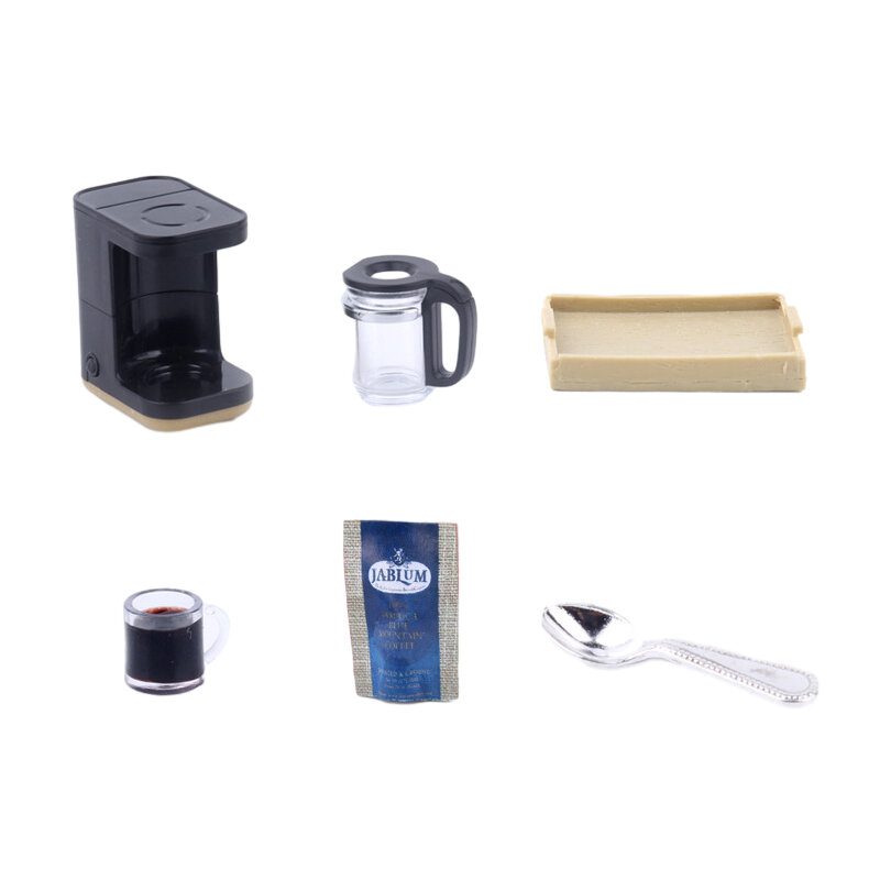 نموذج مصغر لكوب قهوة وملعقة صينية ، لعبة ديكور لبيت الدمى ، مشهد للمعيشة ، ملحقات بيت الدمية ، مجموعة واحدة ، 1:12