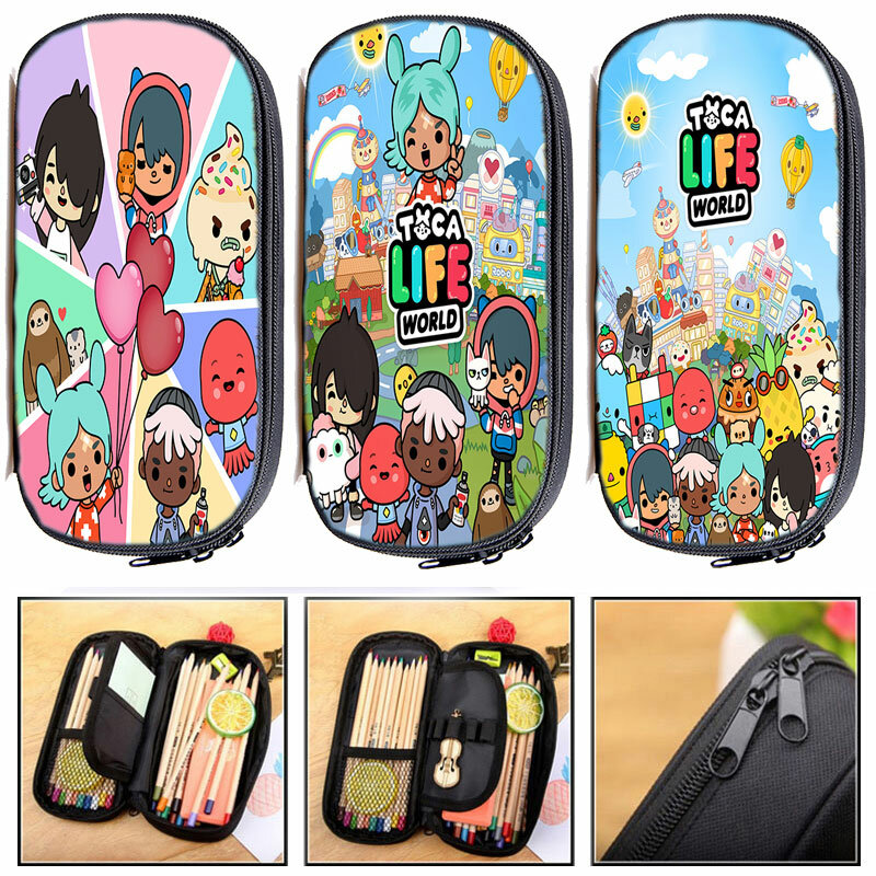 3D Toca Life World Game Pencil Case Cute Pouch Bag Anime Pencil Box Toca Boca Cosmetic Cases Storage School Supplies Stationery