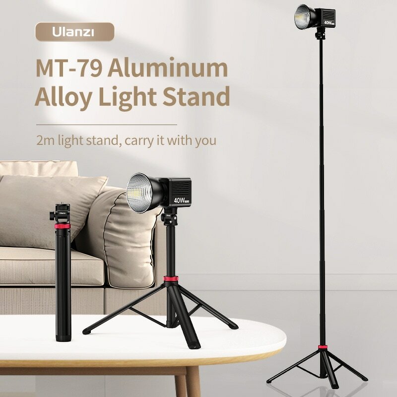 Ulanzi حامل ثلاثي قابل للتمديد مع برغي 1/4 بوصة ، مناسب لكاميرا DSLR ، مصباح تعبئة للهواتف الذكية ، ميكروفون ، MT-79