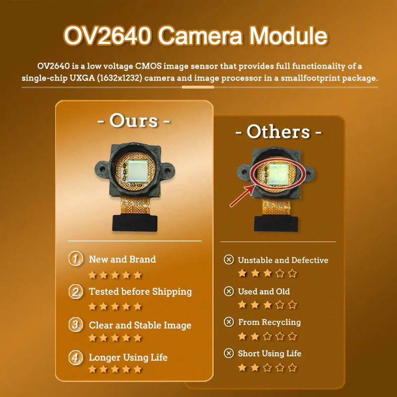 وحدة كاميرا OV2640 لكاميرا ESP32 ، 2 ميجابكسل ، من من من من من ، من ، من ، من 66 نانومتر ، من ، من ، إلى 650 نانومتر ، رؤية ليلية ، تسجيل رقمي ، 24PIN ، من ، من جديد