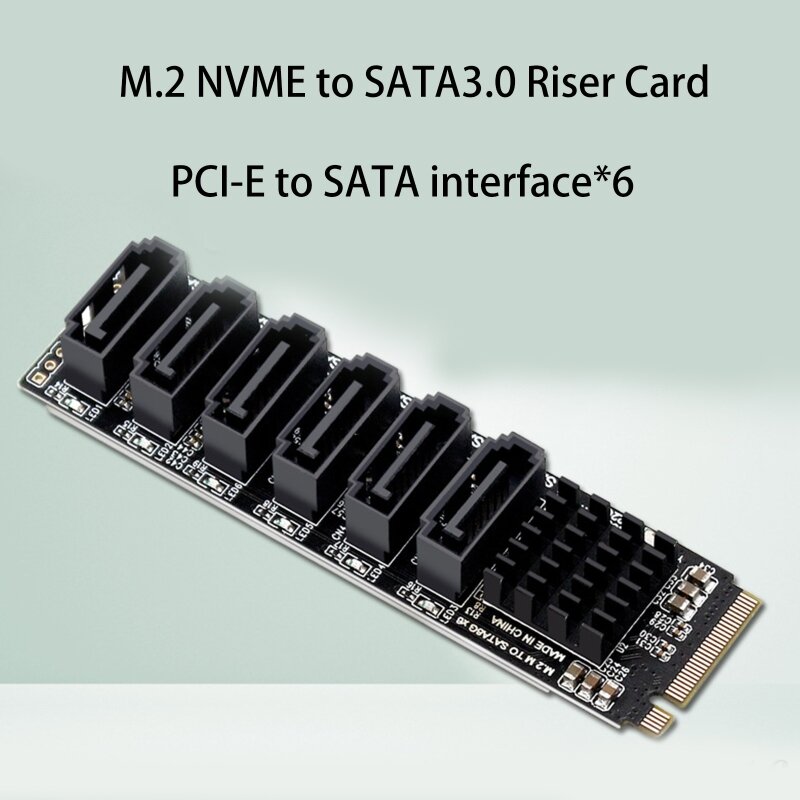 L43D 6-Port for .2 PCIE Riser بطاقة M2 NVME إلى 3.0 بطاقة التوسع ASM1166 6 جيجابايت/ثانية محول 6x SATA3.0 Riser التوسع