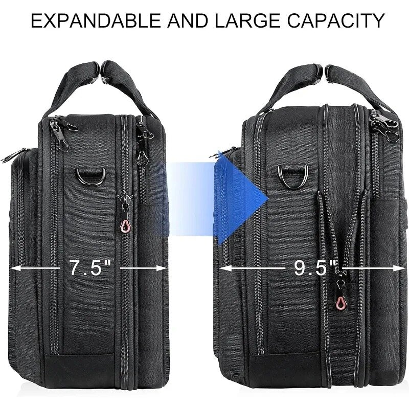 حقيبة كمبيوتر محمول سوداء للرجال والنساء ، تناسب ما يصل إلى 17.3 "جيوب قابلة للتوسيع ، ومناسبة للأعمال التجارية والسفر والمدرسة والكلية