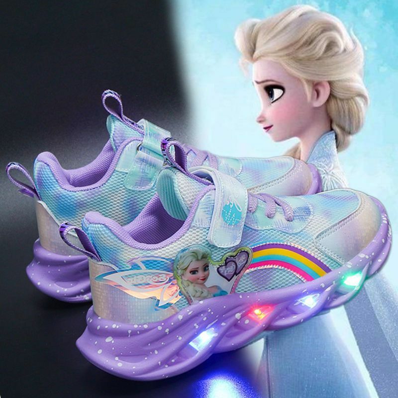 ديزني ربيع جديد شبكة الوردي تنفس أحذية رياضية غير رسمية مريحة المجمدة الأطفال الكورية طفل الفتيات الأميرة الأحذية