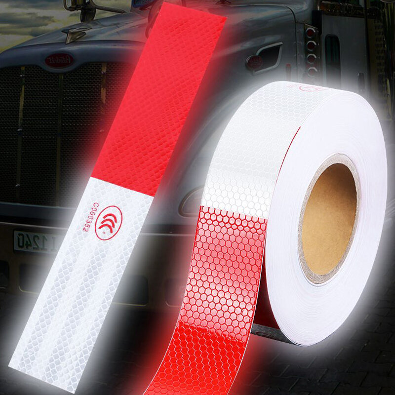 عرض 5 سنتيمتر أحمر أبيض شريط لاصق عاكس ملصق لشاحنة دراجة نارية دراجة تصفيف السيارة