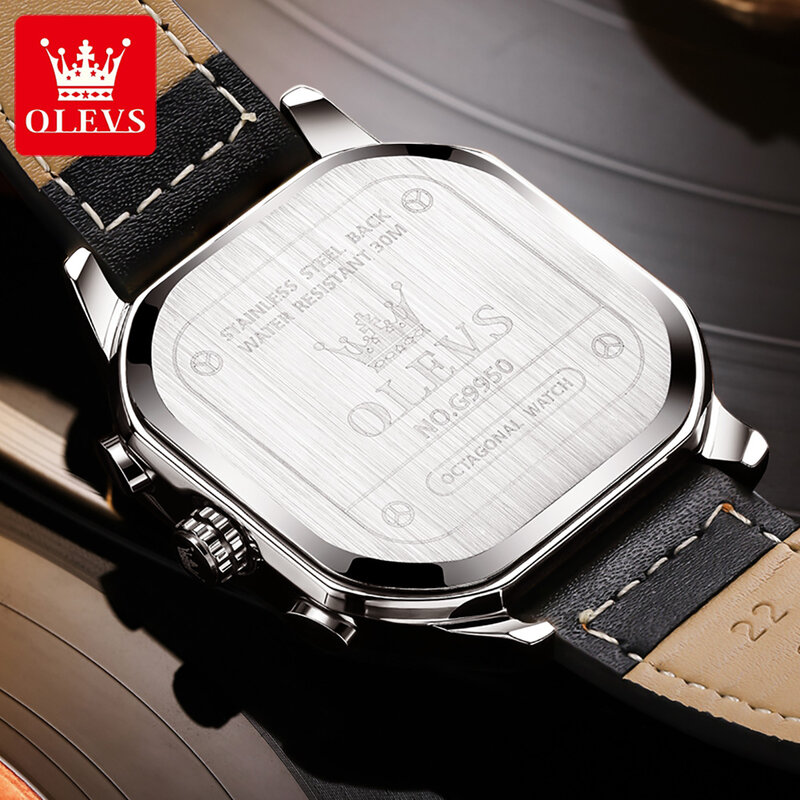 ساعة كوارتز مربعة فاخرة للرجال من OLEVS ، ساعة يد كرونوغراف مقاومة للماء ، ساعات رياضية للرجال ، علامة تجارية مشهورة