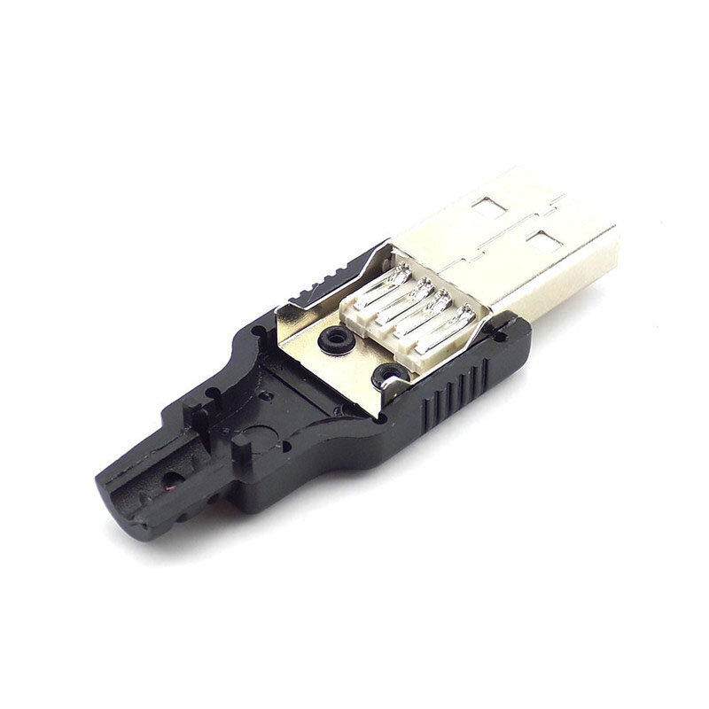 5/10 قطعة 4 دبوس USB 2.0 نوع A ذكر المقبس موصل قابس محول مع غطاء بلاستيكي أسود لحام نوع DIY بها بنفسك موصل H10