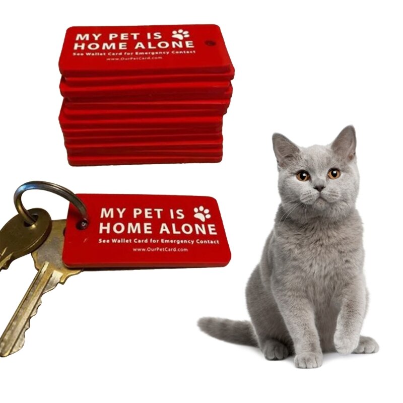 Y1UB Dog Cat عبارة عن بطاقة طوارئ للتنبيه بمفردك في المنزل وعلامات مفاتيح مع جهة اتصال في حالات الطوارئ