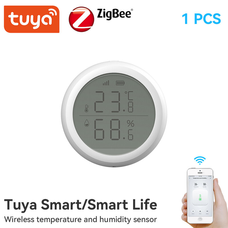 تويا زيجبي-المنزل الذكي استشعار درجة الحرارة والرطوبة ، شاشة LED ، يعمل مع مساعد جوجل و تويا زيجبي هاب