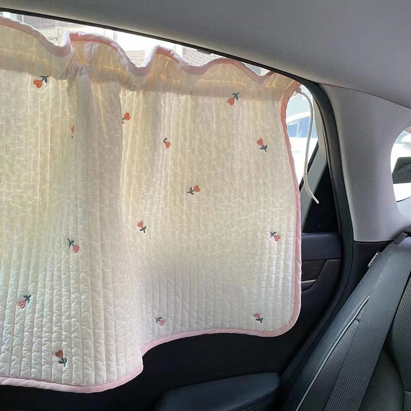 طفل سيارة الستار ظلة غطاء المطرزة الدب شفط كأس الجانب نافذة الشمس الظل الستار UV حماية للأطفال السفر في الهواء الطلق