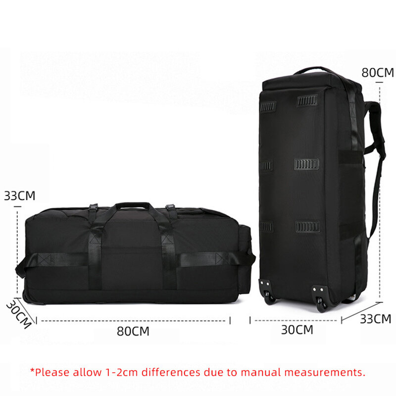 حقائب السفر بعجلات قابلة للطي مع عجلة ، للجنسين حقيبة سفر عالمية ، سعة كبيرة حقيبة تخزين الأمتعة ، مقاوم للماء XM135