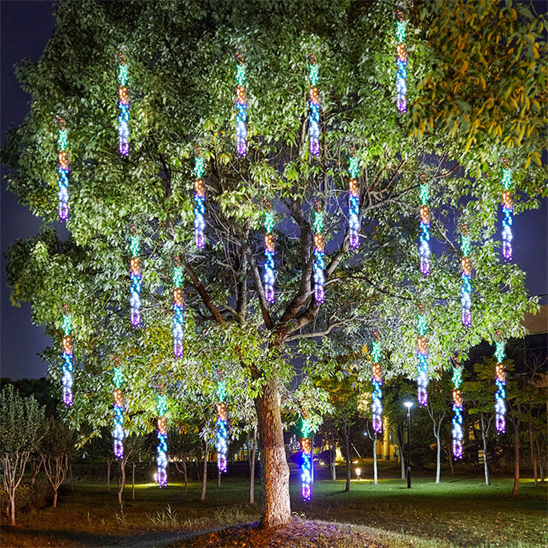 الإبداعية 3 IN1 360LED عيد الميلاد جارلاند النيزك دش سلسلة ضوء في الهواء الطلق مقاوم للماء جليد الجنية أضواء لقضاء عطلة شجرة ديكور