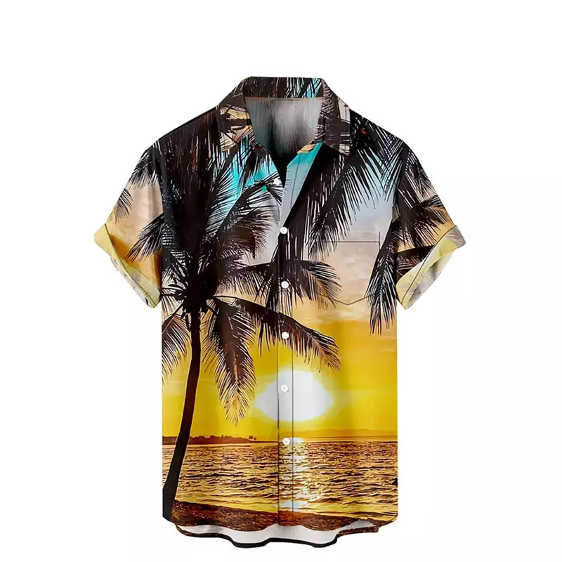 قميص هاواي رجالي بأكمام قصيرة ، نمط طباعة ثلاثية الأبعاد ، طية صدر مريحة ، كاجوال يومي ، عمل ، عطلة ، صيف