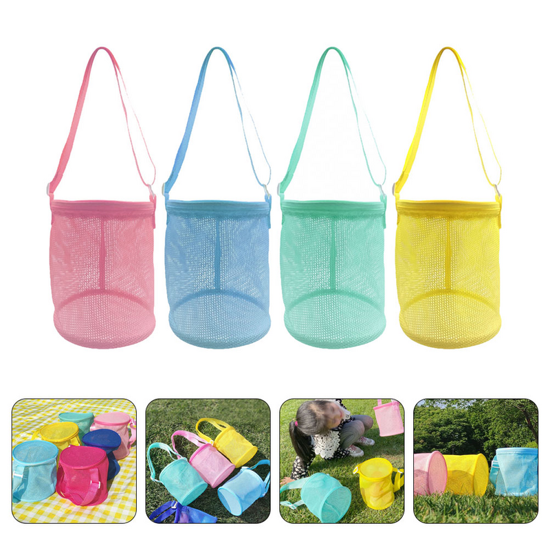 حقيبة ظهر شاطئية ثلاثية الأبعاد ، أدوات استحمام محمولة للأطفال ، حقائب يد لجمع الأصداف ، 4 صدف