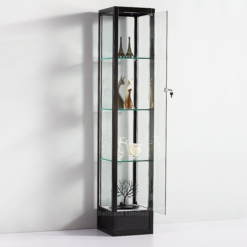 معرض زجاجي مخصص مع قفل ، رفوف طويلة ، معرض زجاجي