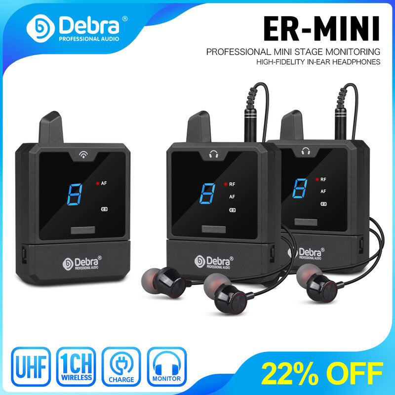 نظام مراقبة لاسلكية داخل الأذن Debra-IEM ، UHF صوت صغير ، قابل لإعادة الشحن ، محمول للموسيقى ، مراقبة الصوت ، البث المباشر