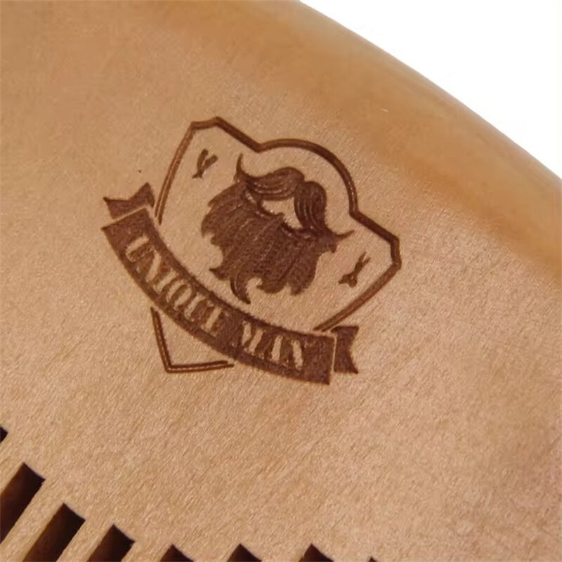 مشط خشبي لحية مع شعار مخصص ، نصف بيضاوي ، أدوات أسلوب بسيط لمتاجر الشعر ، رجال ونساء ، جديد