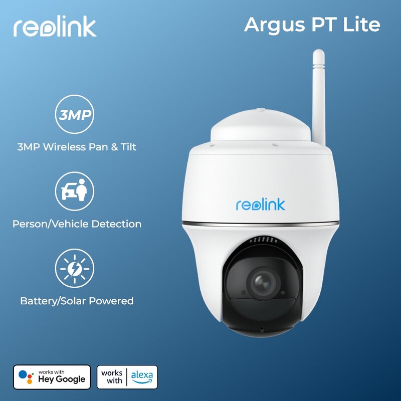 كاميرا أمان Reolink-Argus PT WiFi ، بطارية شمسية خارجية تعمل بالطاقة ، كاميرا IP ، إمالة لاسلكية ، 3MP ، 5MP ، 4K ، 8MP