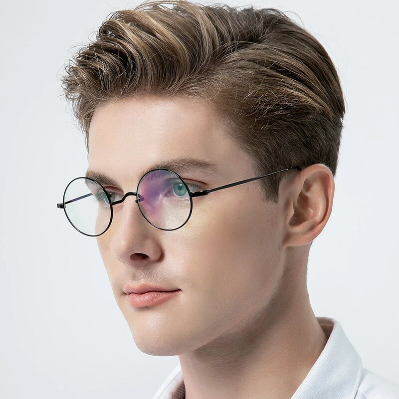 FONEX التيتانيوم النظارات الإطار الرجال خمر قصر النظر المستديرة البصرية وصفة طبية النظارات النساء الرجعية هارز نظارات F85666