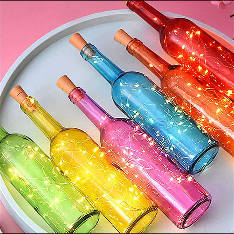 10 قطعة زجاجة النبيذ الجنية أضواء مع الفلين LED سلسلة أضواء البطارية الجنية أضواء جارلاند لعيد الميلاد حفل زفاف الديكور