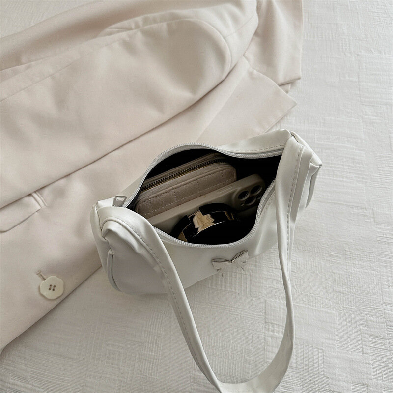 حقيبة تحت الذراع ذات ثنيات بتصميم مناسب للنساء ، حقيبة كتف بسيطة ، نسيج يومي ، كاجوال ، صيفي