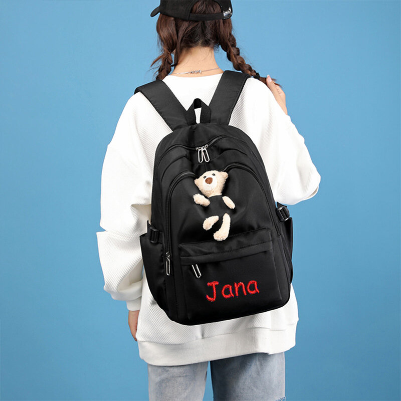 حقيبة ظهر للطلاب مع الاسم ، حقيبة مدرسية بسيطة ذات سعة كبيرة ، تطريز شخصي ، حقيبة ظهر مدرسية الإعدادية متعددة الاستخدامات ، جديدة