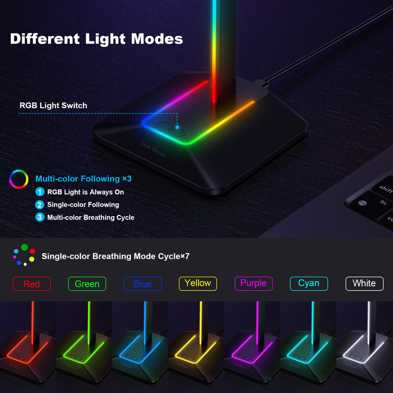 لينك دريم RGB أضواء سماعة حامل مع نوع c منافذ USB سماعة حامل لجميع سماعات اللاعبين الألعاب الكمبيوتر الملحقات مكتب