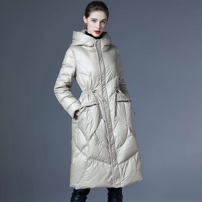 سميكة بطة أسفل معطف للنساء ، الراقية سترة ، المرأة الأوروبية معطف ، الثلوج ارتداء معطف ، الأبيض ، جديد ، الشتاء ، 2022