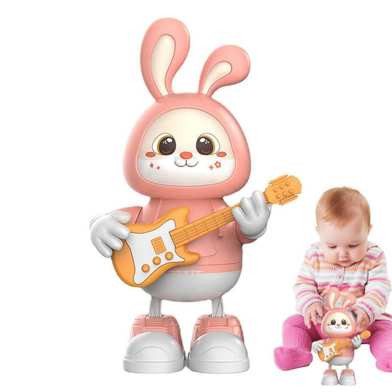 الكرتون الرقص أرنب لعبة للأطفال ، الأرنب الحيوانات الأليفة ، الإلكترونية الروبوتية الحيوان تلعب الغيتار مع الموسيقى الخفيفة ، ولعب للأطفال الصغار