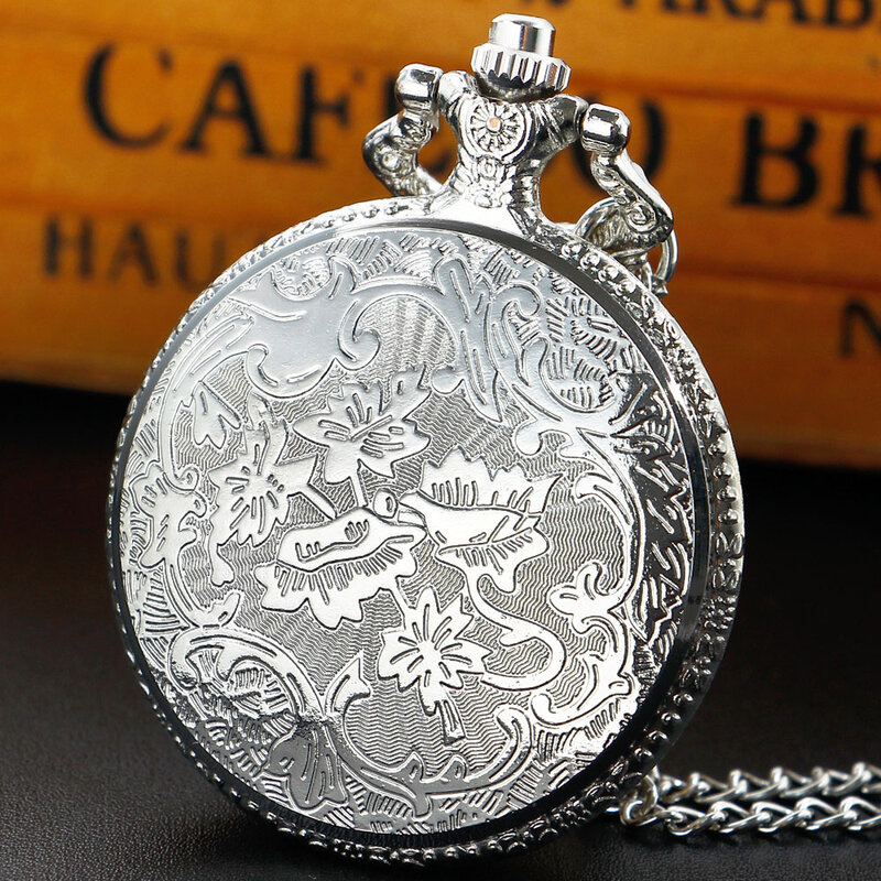 منتج جديد موضة الفضة الفاخرة كوارتز ساعة الجيب للرجال النساء هدية الفولاذ المقاوم للصدأ سيدة قلادة قلادة ساعة