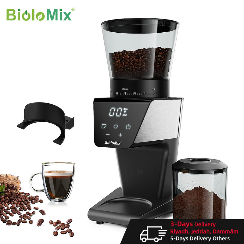 BioloMix التلقائي لدغ مطحنة القهوة الكهربائية طاحونة مع 30 التروس ل اسبريسو القهوة الأمريكية صب أكثر من البصرية تخزين الفول