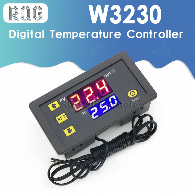 W3230 تيار مستمر 12 فولت 24 فولت 110 فولت 220 فولت التيار المتناوب الرقمية متحكم في درجة الحرارة LED عرض ترموستات مع التدفئة التبريد التبديل NTC الاستشعار