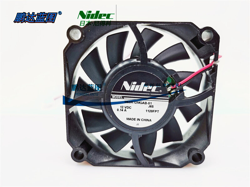 NIDEC-هيكل تحمل السائل, 6015 قياس السرعة, 6 سنتيمتر, 12 فولت, 0.14A, M60R12MGAB-51, مراوح 60x60x15 مللي متر, جديد