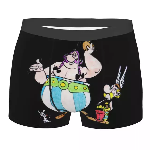الرجال أنيمي أستريكس و Obelix الملابس الداخلية تمتد ، الكرتون الملاكم ، ملخصات ، السراويل الداخلية الناعمة