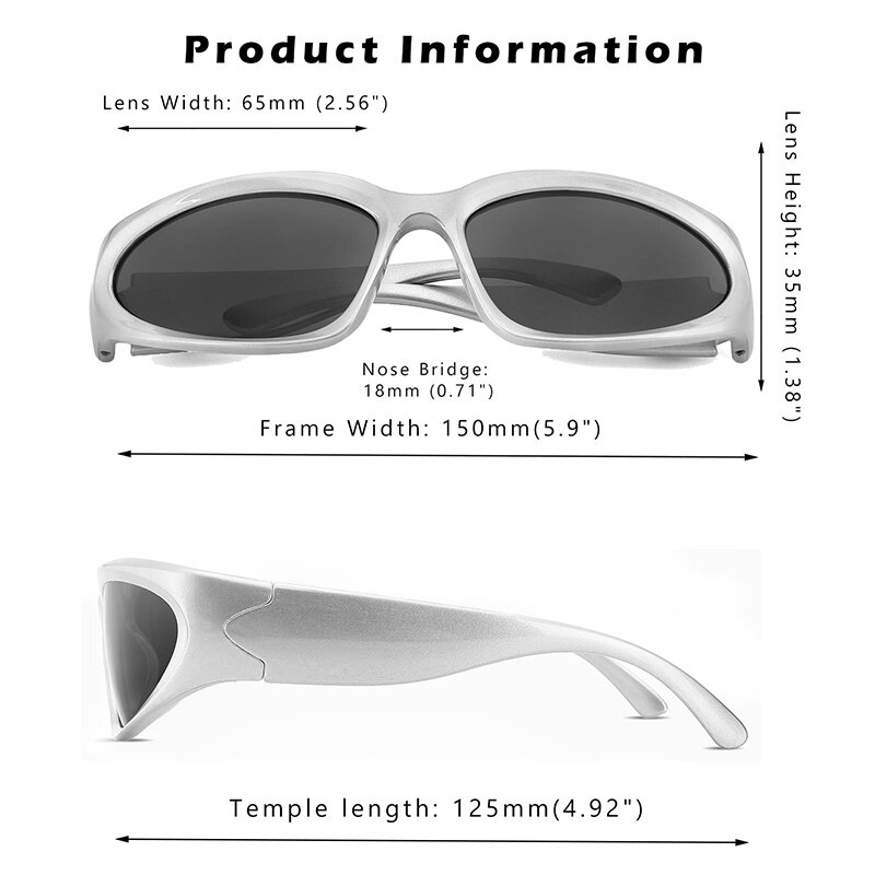 جديد التفاف حول النظارات الشمسية النساء الرجال العلامة التجارية تصميم مرآة الرياضة خمر Y2K نظارات شمسية الرجال القيادة نظارات ظلال مستقبلية