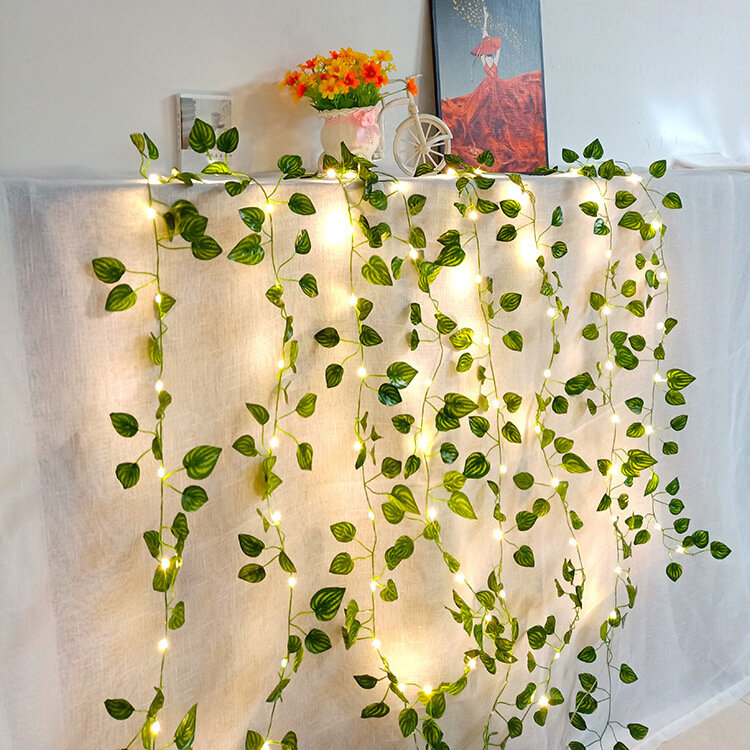 زهرة الأخضر ورقة سلسلة أضواء الاصطناعي الكرمة الجنية أضواء بطارية تعمل بالطاقة شجرة عيد الميلاد جارلاند ضوء ل إزالة الأعشاب الضارة ديكور المنزل