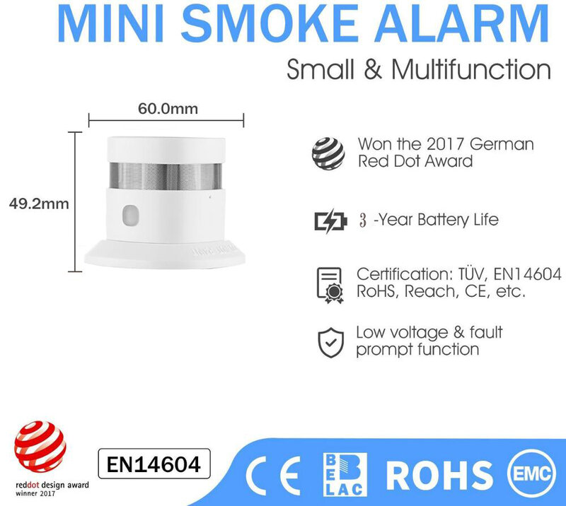 كاشف دخان كهروضوئي مضاد للحريق ، مستشعر Zigbee3.0 ، متوافق مع Zigbee2mqtt ومساعد منزلي ، الأكثر مبيعًا ،