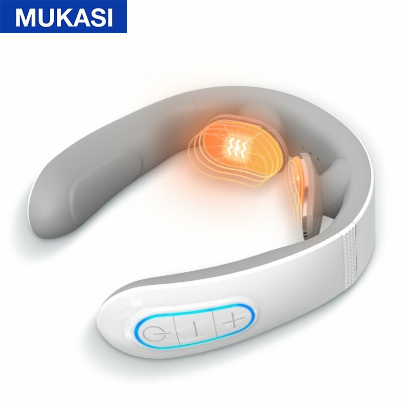 MUKASI الذكية الرقبة مدلك EMS نبض مدلك عشرات اللاسلكية الحرارة فقرة عنق الرحم الاسترخاء آلام العضلات العجن آلة تدليك