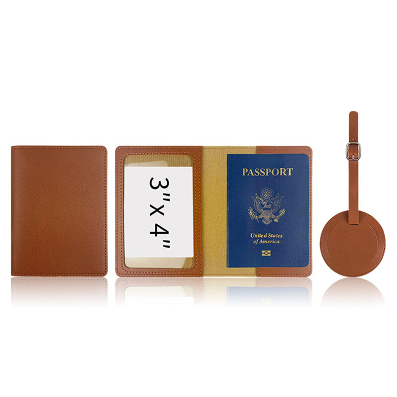 مجموعة علامات الأمتعة الجلدية بو ، حامل جواز سفر اسم مخصص مجاني ، تخصيص رسائل هدية ، غطاء حقيبة ، اسم التسمية