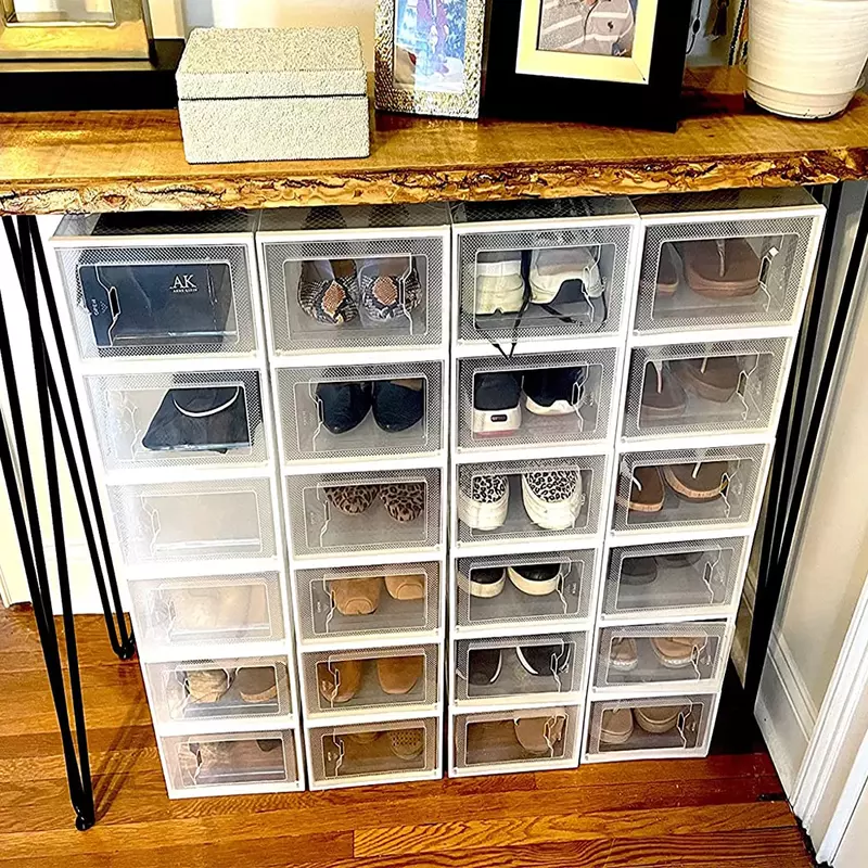 صندوق تخزين أحذية قابل للتكديس من البلاستيك الشفاف ، صندوق أحذية رياضية ، 1 صوفي