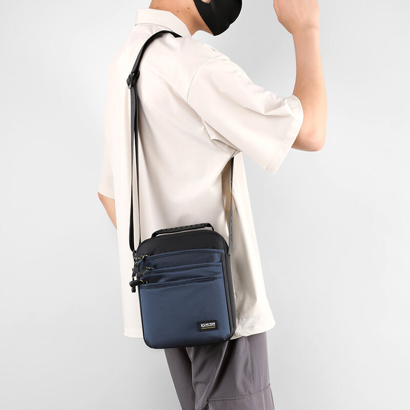 الرجال النايلون حقيبة الكتف متعددة جيوب حقيبة كروسبودي للرجال عادية خفيفة الوزن حقيبة حقيبة للتخييم التنزه السفر العمل