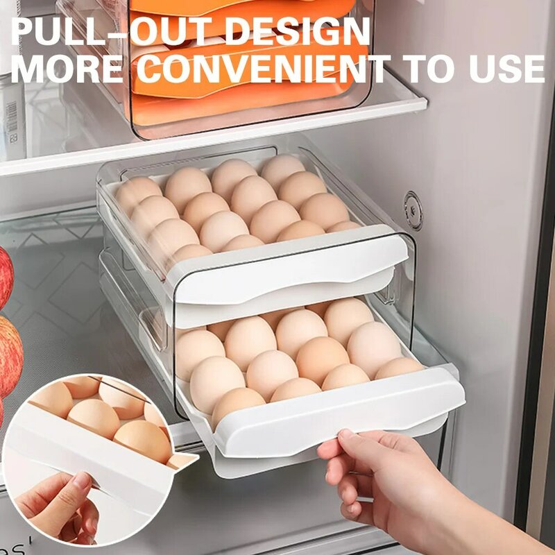 صندوق تخزين البيض الهش مزدوج الطبقة ، قابل لإعادة الاستخدام ، سعة عالية ، المنزل ، المطبخ