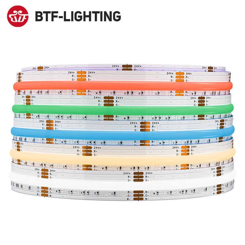 FCOB RGBCCT LED ضوء الشريط 6 دبوس 12 مللي متر DC24V 960 المصابيح RGB CW WW فوب مرنة COB أضواء الخطية عالية الكثافة RA90 عكس الضوء 18 واط