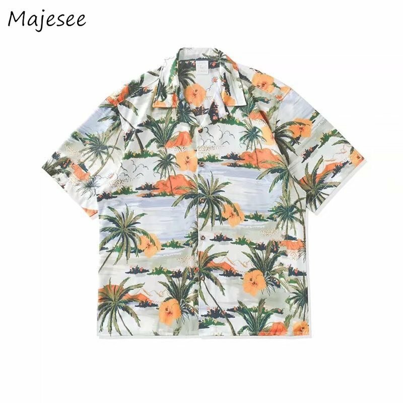 قمصان الرجال الصيفية الرجعية المصنوعة من الزهور ، قمصان هاواي الأنيقة اليابانية ، هاراجوكو ، قمصان الرجال الراقية ، قمصان الرجال