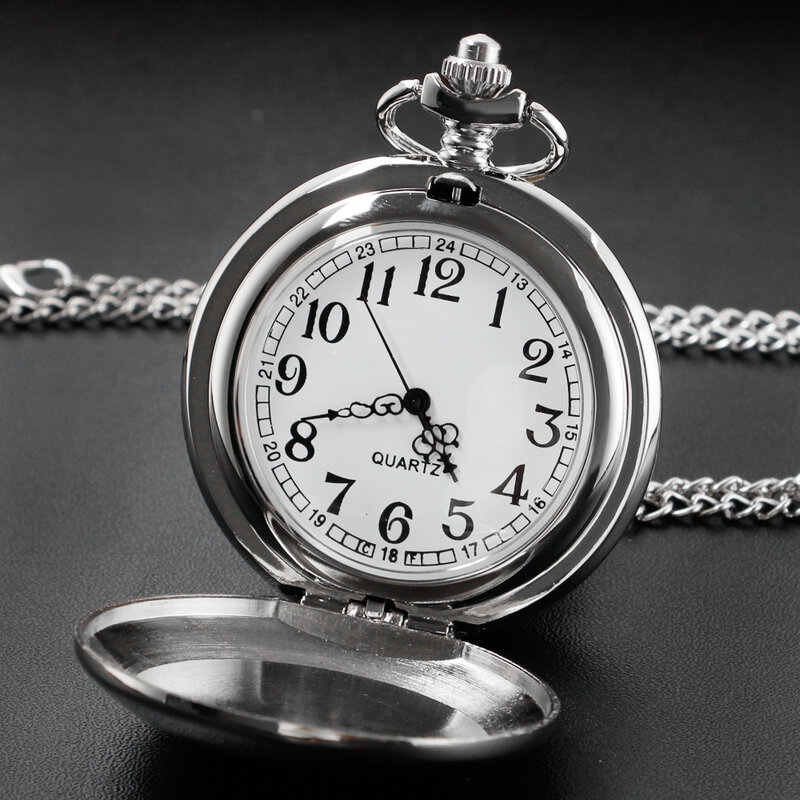 ساعة جيب فضّة عتيقة للرجال ، ساعة كوارتز للقائد السوفيتي ، ساعات متدلية ، سلسلة قلادة ، قلادة من الفضة