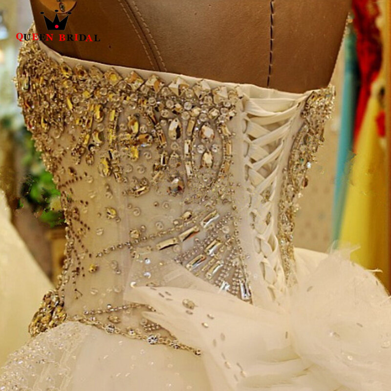 فساتين زفاف ماسية مطرزة بالخرز من الكريستال ، فستان حفلة فاخر ، مصنوع خصيصًا ، صورة حقيقية ، WS68M ،